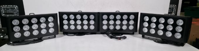 4x Prolight LEDj Spectra Flood Q15 15 x 5W quad-colour LED (RGBW) exterior fixtures lights in case