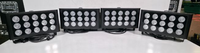 4x Prolight LEDj Spectra Flood Q15 15 x 5W quad-colour LED (RGBW) exterior fixtures lights in case