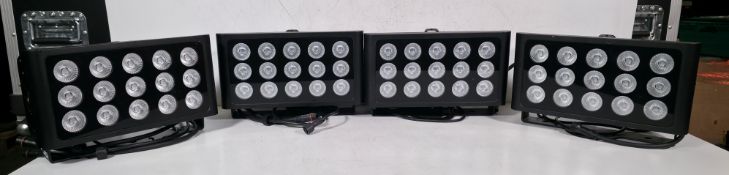 4x Prolight LEDj Spectra Flood Q15 15 x 5W quad-colour LED (RGBW) exterior fixtures lights in case