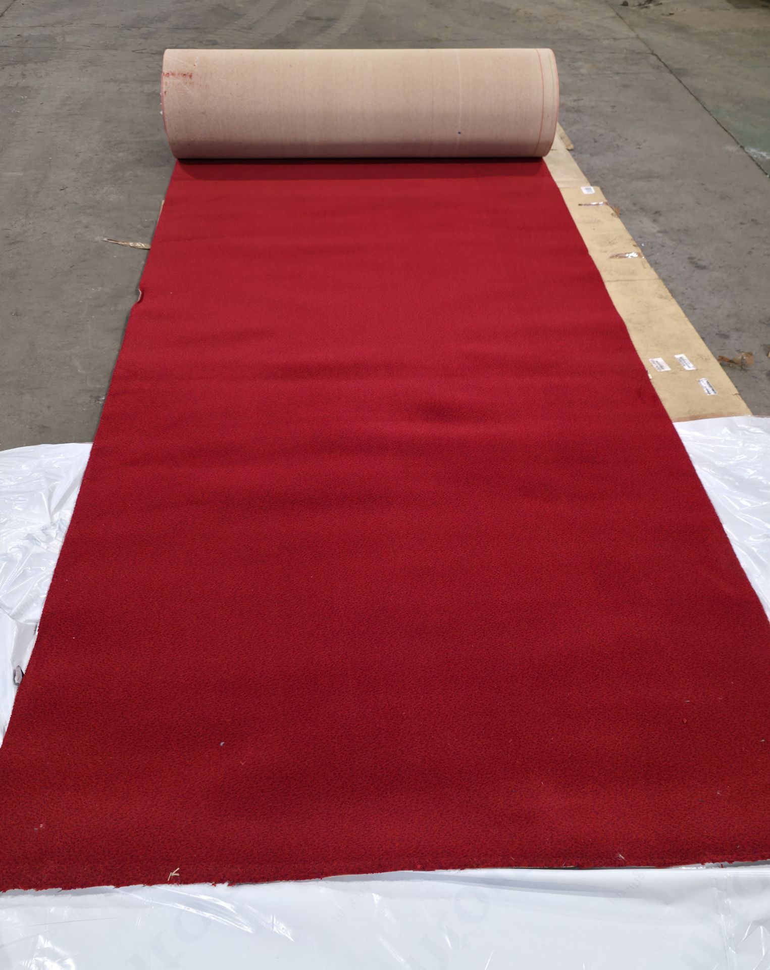 2x rolls of Britons carpet - red with dark red speckles - size in description