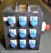 Portable power distribution box 400V - 3x 16A sockets and 6x 32A sockets - W 610 x D 380 x H 580mm