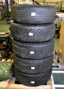 4x 6 bolt steel wheel with General Grabber AT tyres & Land Rover tyre - see desc.