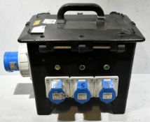 Portable 240V power distribution box - 6x 16A sockets - W 460 x D 360 x H 350mm