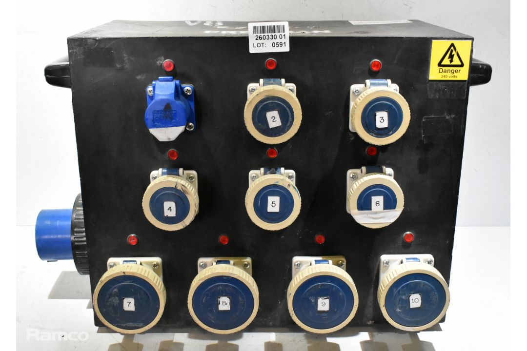 Portable 240V power distribution box - 6x 16A sockets and 4x 32A sockets - SPARES OR REPAIRS - Image 1 of 5