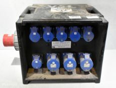 Portable 400V power distribution box - 6x 16A sockets and 3x 32A sockets - W 500 x D 350 x H 350mm