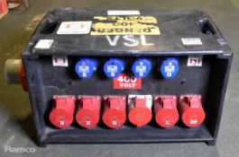 Portable 400V power distribution box - 4x 16A sockets and 6x 32A sockets - W 670 x D 350 x H 350mm