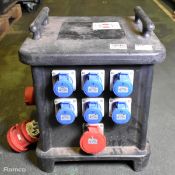 Portable 415V power distribution box - 6x 16A sockets, 7x 32A sockets and 1x 63A socket