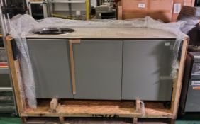VLAZE mobile two tone grey 3-door stainless steel outdoor kitchen unit - W 1850 x D 780 x H 930mm