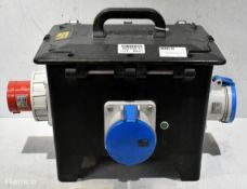 Portable power distribution box - 3x 63A sockets - W 500 x D 400 x H 350mm