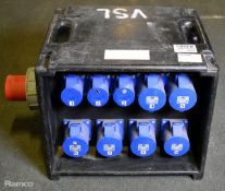Portable 400V power distribution box - 3x 16A sockets and 6x 32A sockets - W 500 x D 350 x H 350mm