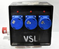 Portable power distribution box - 3x 63A sockets - W 500 x D 360 x H 410mm