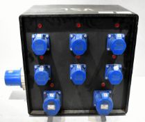 Portable power distribution box - 6x 16A sockets and 2x 32A sockets - W 530 x D 340 x H 400mm