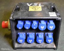 Portable 400V power distribution box - 3x 16A sockets and 6x 32A sockets - W 500 x D 350 x H 350mm