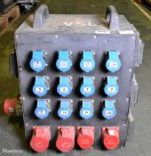 Portable power distribution box - 14x 16A sockets and 2x 32A sockets - W 590 x D 360 x H 580mm