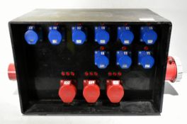 Portable power distribution box 400V - 9x 16A sockets and 3x 32A sockets - W 780 x D 380 x H 400mm