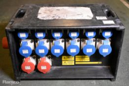 Portable 400V power distribution box - 6x 16A sockets and 3x 32A socket - W 670 x D 350 x H 350mm