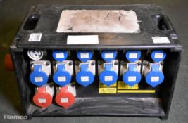 Portable 400V power distribution box - 6x 16A sockets and 3x 32A socket - W 670 x D 350 x H 350mm