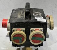 Portable 415V power distribution box - 2x 16A sockets & 1x 32A socket - W 360 x D 320 x H 260mm