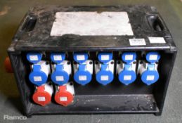 Portable 400V power distribution box - 6x 16A sockets and 3x 32A socket - W 670 x D 350 x H 350mm
