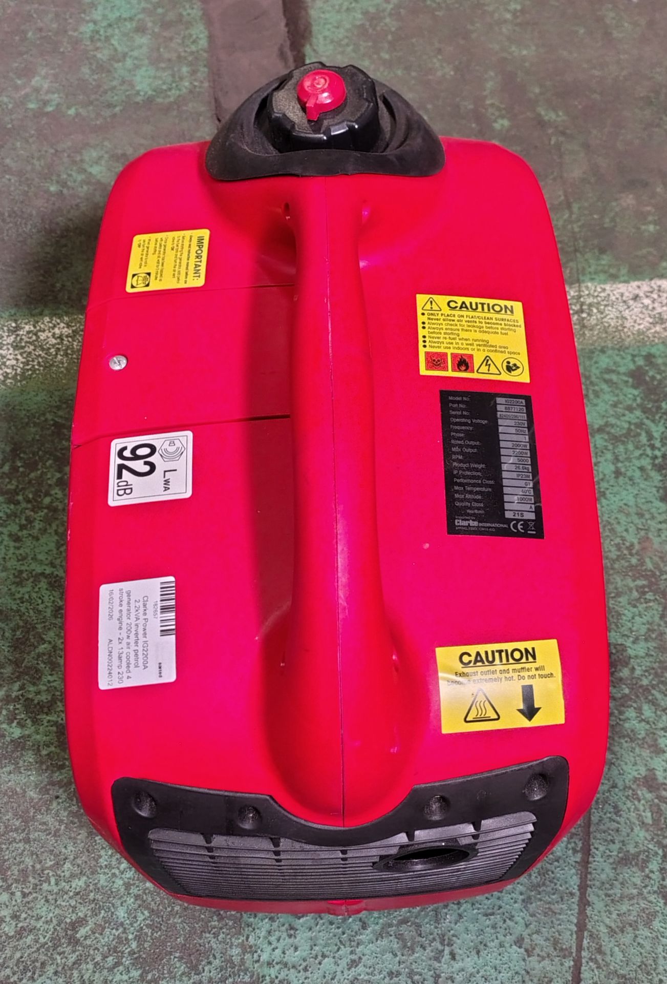 Clarke Power IG2200A 2.2kVA inverter petrol generator 200W air cooled 4 stroke engine - Image 4 of 8
