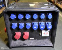 Portable power distribution box - 9x 16A sockets and 5x 32A sockets - W 690 x D 420 x H 550mm