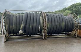 2x Manuli large fuel hose on metal reels - diameter: 250mm - length: 90m (approx)