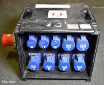 Portable 400V power distribution box - 3x 16A sockets and 6x 32A sockets - W 500 x D 350 x H 350mm