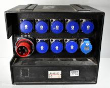 Portable power distribution box 400V - 9x 32A sockets - W 520 x D 380 x H 440mm