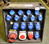 Portable 400V power distribution box - 9x 16A sockets, 6x 32A sockets and 1x 63A socket