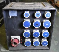 Portable 415V power distribution box - 3x 16A sockets and 9x 32A sockets - W 590 x D 430 x H 630mm