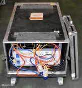 APC SURT5000XL I UPS unit and unbranded battery pack unit with CP flight case with wheels