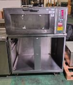 Mono BX FG156 stainless steel 2-shelf convection oven on stainless steel portable base