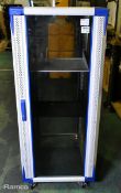Large free standing 19 inch rack mount cabinet (no keys) - W 600 x D 680 x H 1420mm