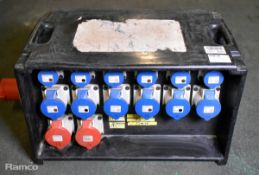 Portable 400V power distribution box - 6x 16A sockets and 3x 32A socket - W 670 x D 350 x H 350mm