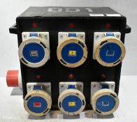Portable 415V power distribution box - 6x 63A sockets - W 540 x D 370 x H 410mm