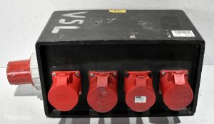 Portable power distribution box - 4x 32A sockets - W 520 x D 300 x H 230mm
