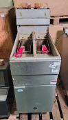 Hamoki GF120T stainless steel twin tank gas fryer - W 395 x D 770 x H 1195mm