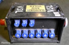 Portable 400V power distribution box - 3x 16A sockets, 6x 32A sockets and 1x 63A socket