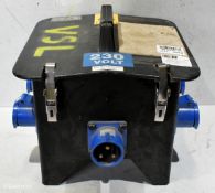 Portable 230V power distribution box - 4x 16A sockets - W 360 x D 370 x H 330mm
