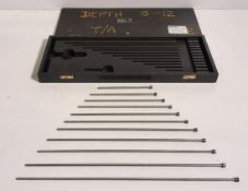 Moore and Wright 11 piece imperial depth rods (No micrometer) within case - SPARES OR REPAIRS