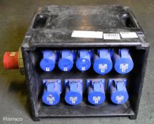 Portable 400V power distribution box - 3x 16A sockets and 6x 32A sockets - W 500 x D 350 x H 350mm