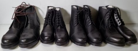 4x pairs of Black leather ammo studded parade boots - see description for details