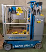 Genie Runabout GR-15 electric vertical mast boom lift - 2009 model - W 750 x D 1350 x H 1780mm