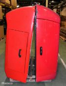 2x Red fibre glass vehicle pickup truck hardtop/canopy hoods - W 1640 x D 1670 x H 580mm