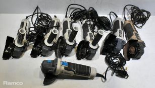 7x Mac Allister MAG750-115 750W 115mm corded angle grinders with handles and safety guards - SPARES