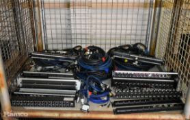 Mixed studio cables - XLR, Jack leads, patch bays MIDI inputs and jack inputs rack units