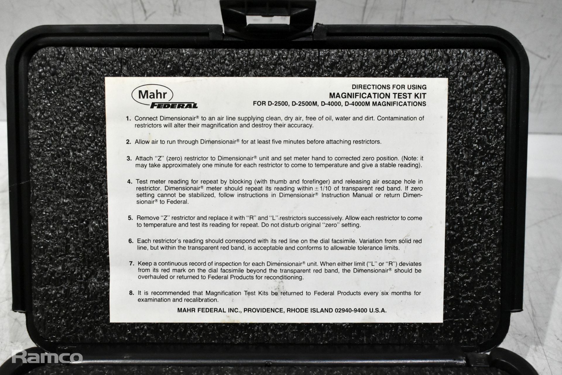 Mahr Federal Magnification test kit for D-2500, D-2500M, D-4000, D-4000M Magnifications with case - Image 2 of 7