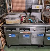 Frymaster RE17 (SN: 0608NI0015) stainless steel twin tank quad basket electric fryer