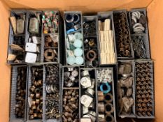 Workshop consumables in metal storage trays - bolts, nuts, washers, seals, filters - approx 810kg