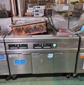 Frymaster FMRE217CSE (SN: 1506NI0007) stainless steel twin tank quad basket electric fryer
